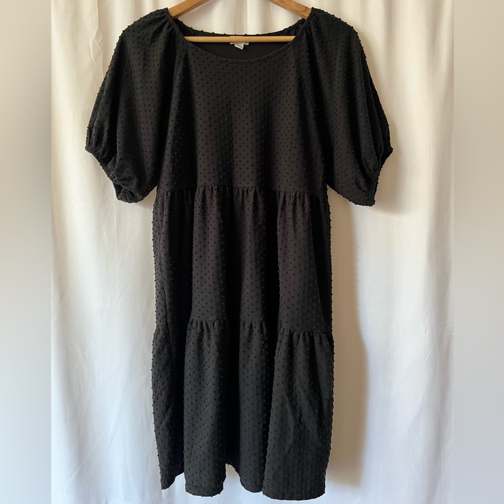 J. Crew Factory Clip Dot Black Dress, M